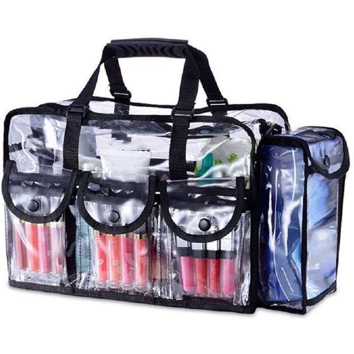 Clear Travel Makeup Bag With 6 External Pockets