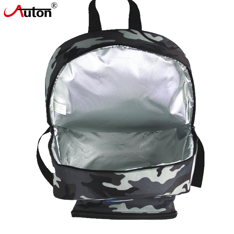 Camouflage Pattern Insulated Cooler Backpack Lunch Backpack With Cooler Compartment