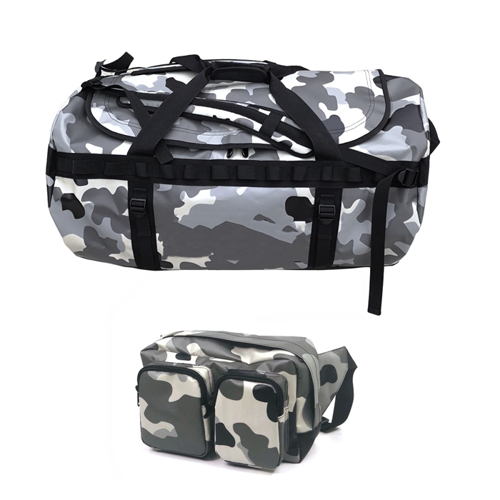 Waterproof Tarpaulin Camouflage Waist Bag Fashion PVC Water Proof Unisex Barrel-shaped Zipper