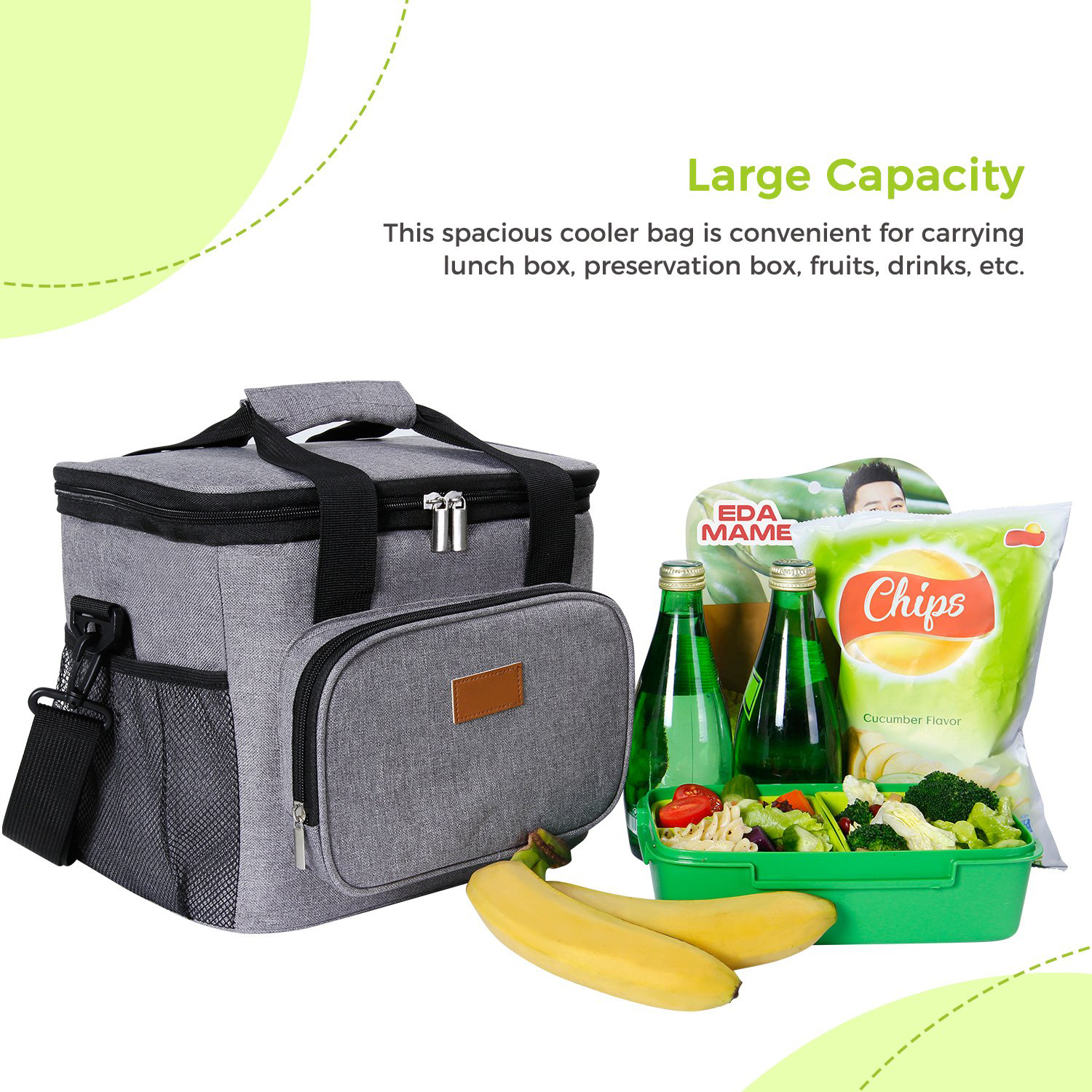 15L Large Capacity Insulated Lunch Cooler Bag Wine Beach Picnic Camping Bag